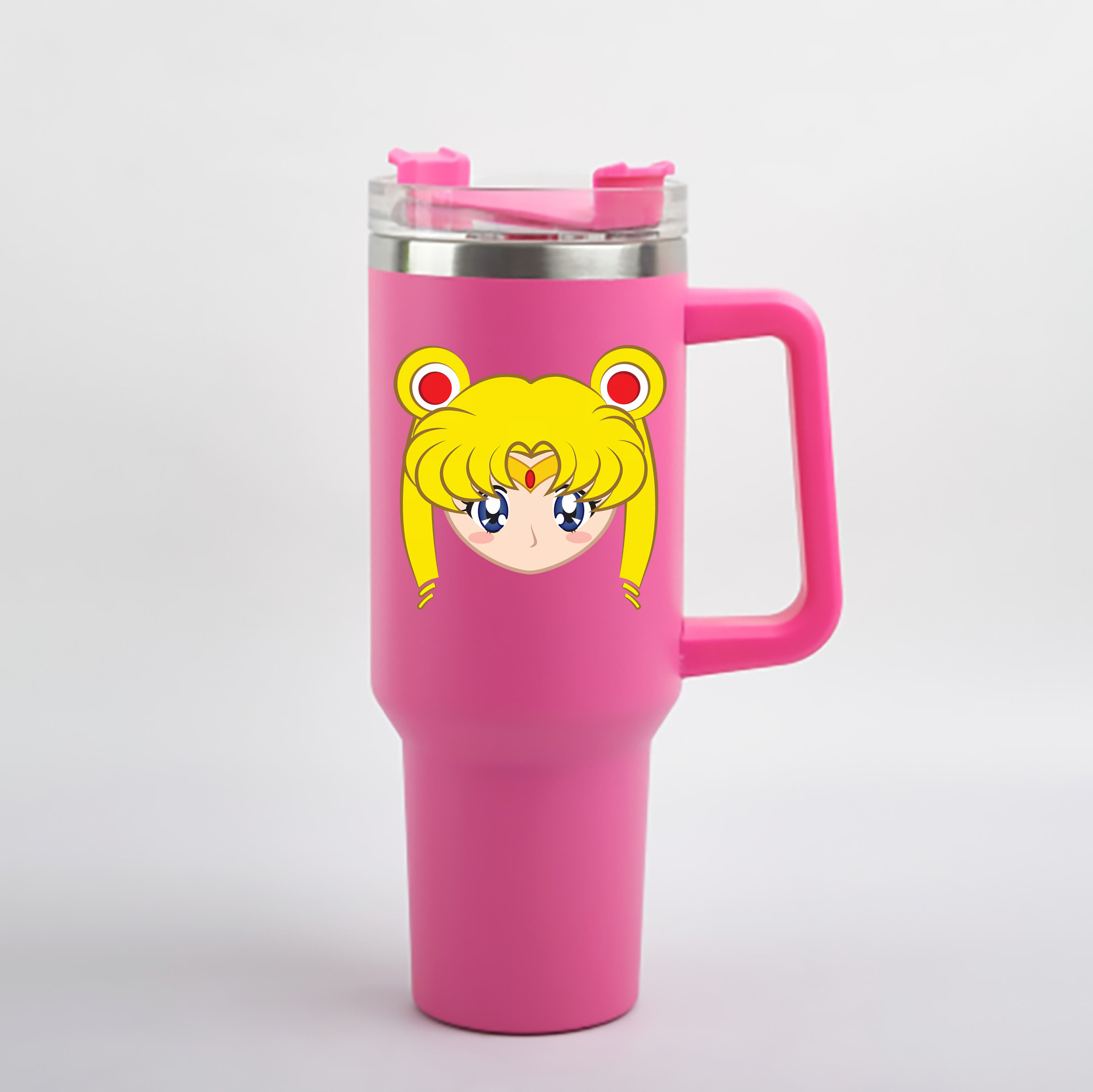 （画像用） 美少女戦士セーラームーン 月野 うさぎ つきの うさぎ Sailor Moon Tsukino Usagi 1200mL車用タンブラー - クリスタルステッカー（プラスチックストロー付き）